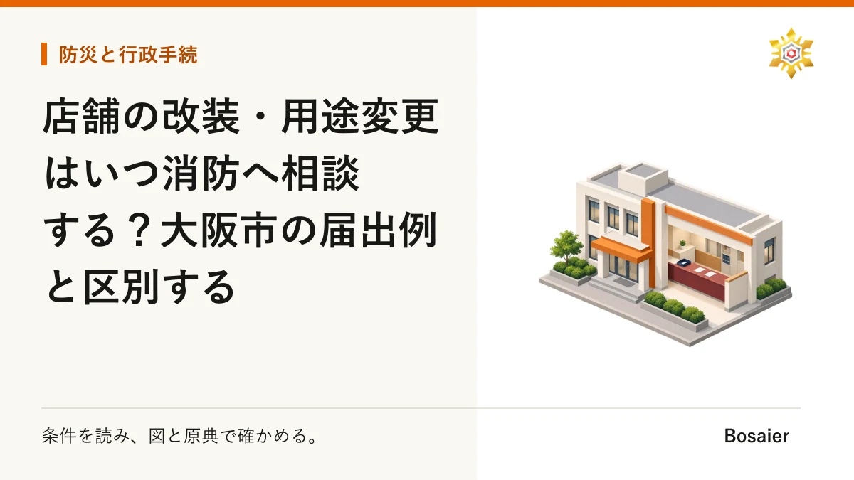 店舗の改装・用途変更はいつ消防へ相談する？大阪市の届出例と区別する