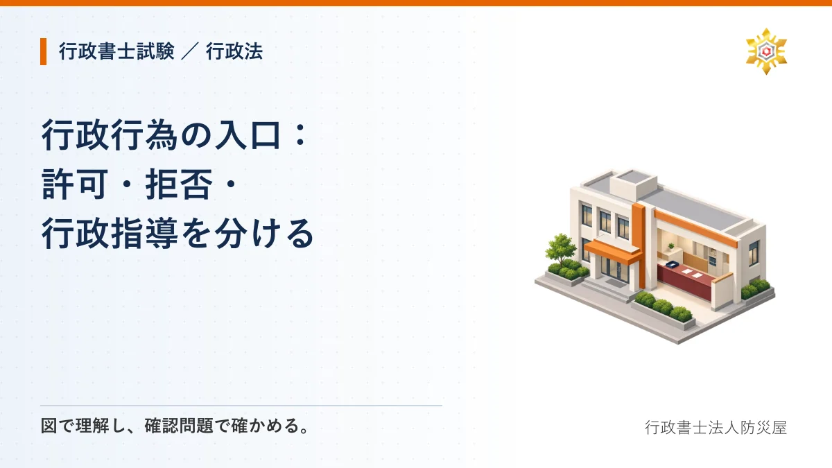 行政行為の入口：許可・拒否・行政指導を分ける｜行政書士試験・行政法