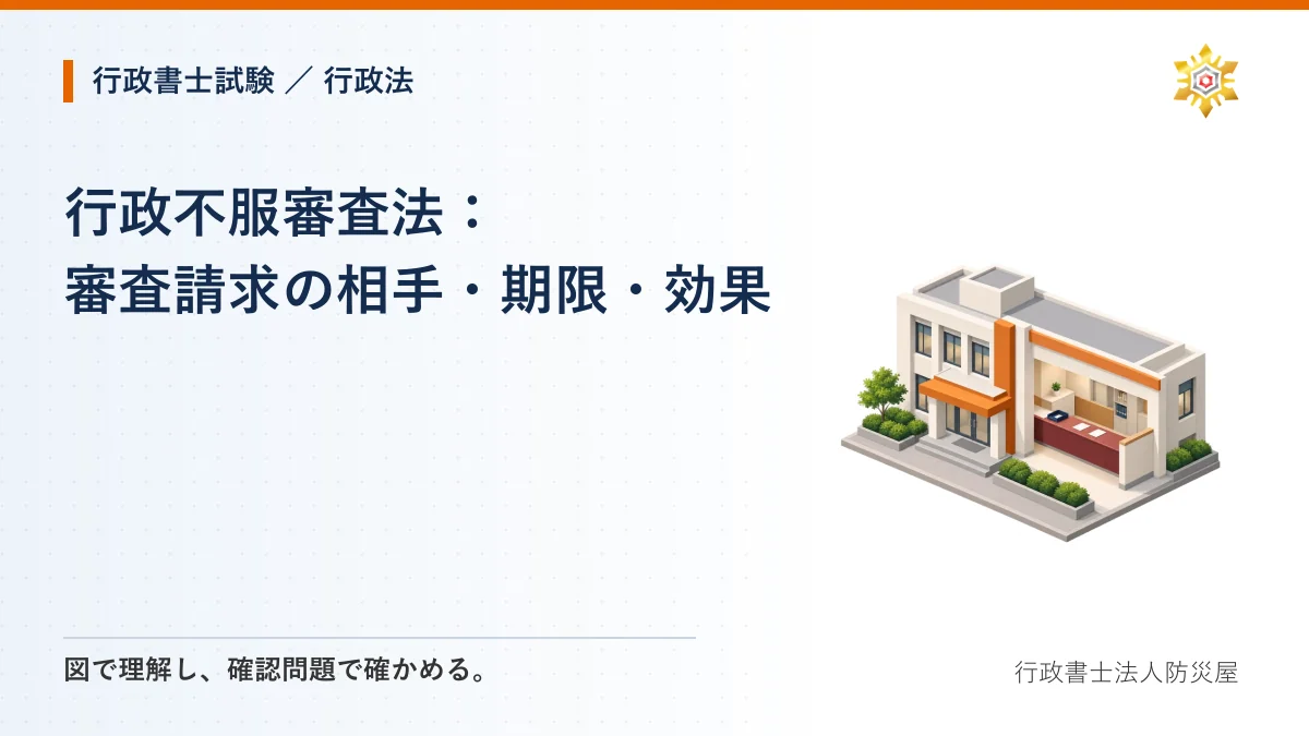 行政不服審査法：審査請求の相手・期限・効果｜行政書士試験・行政法