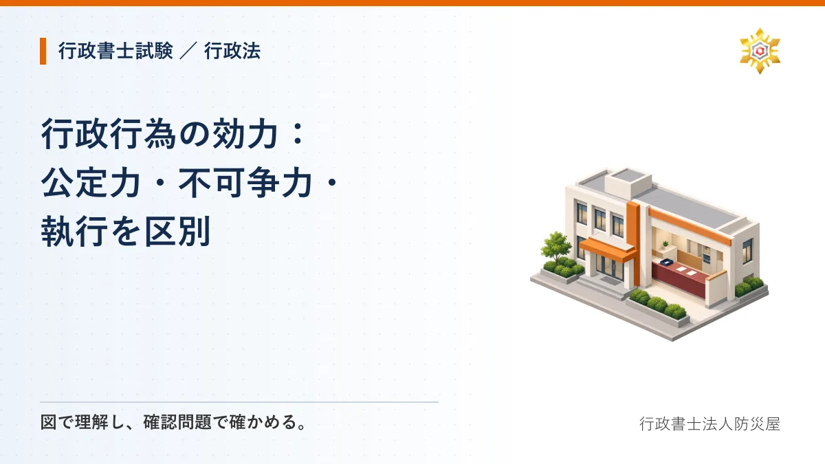 行政行為の効力：公定力・不可争力・執行を区別｜行政書士試験・行政法