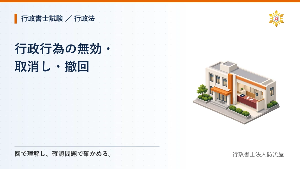 行政行為の無効・取消し・撤回｜行政書士試験・行政法
