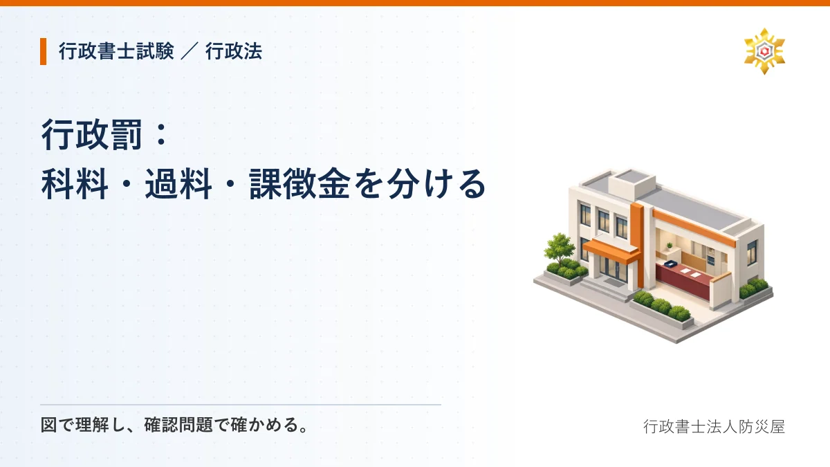 行政罰:科料・過料・課徴金を分ける|行政書士試験・行政法