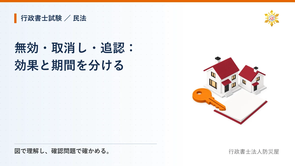 無効・取消し・追認:効果と期間を分ける|行政書士試験・民法