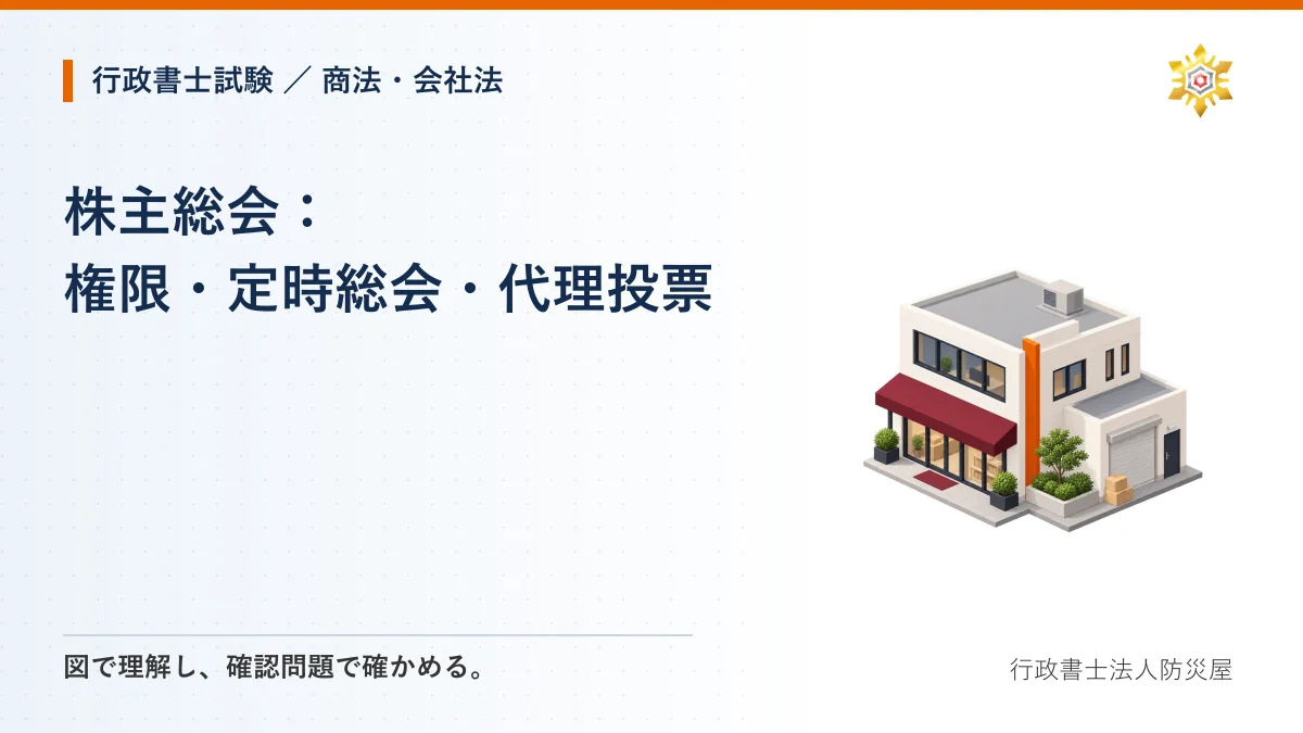 株主総会:権限・定時総会・代理投票|行政書士試験・商法・会社法