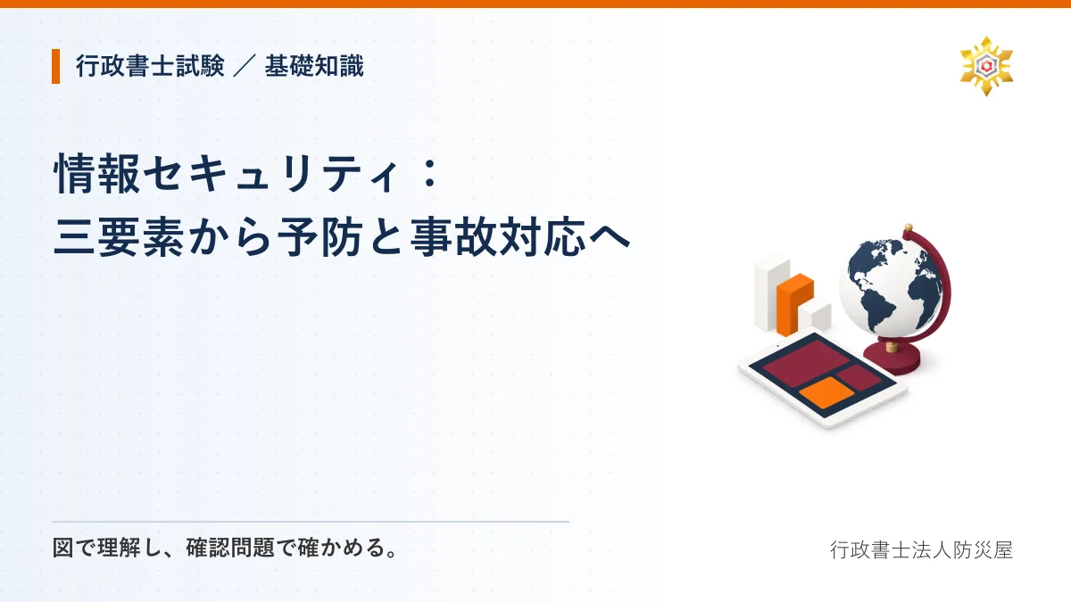 情報セキュリティ：三要素から予防と事故対応へ｜行政書士試験・基礎知識