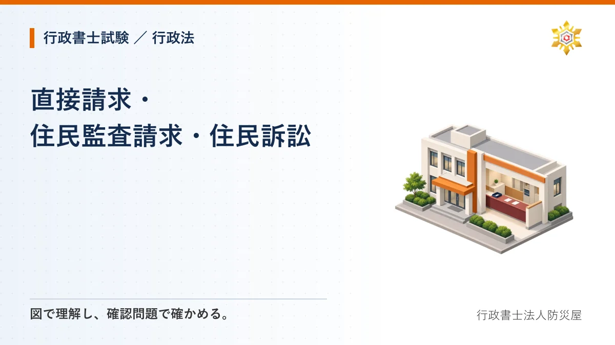 直接請求・住民監査請求・住民訴訟｜行政書士試験・行政法