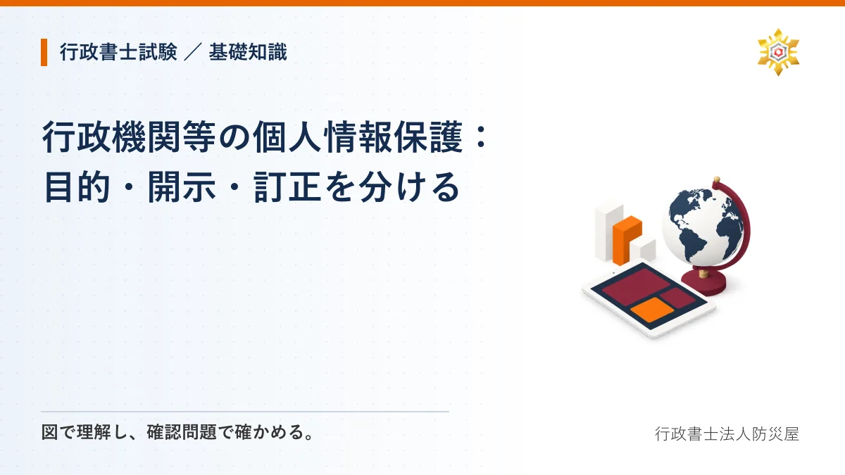 行政機関等の個人情報保護：目的・開示・訂正を分ける｜行政書士試験・基礎知識