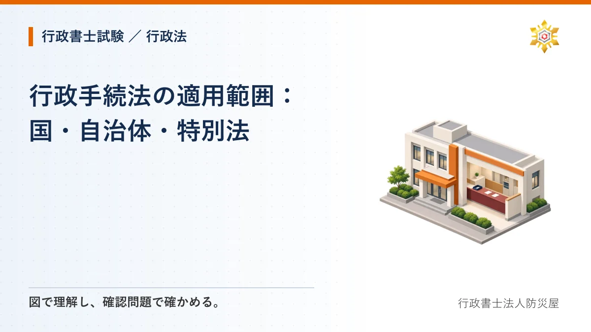 行政手続法の適用範囲：国・自治体・特別法｜行政書士試験・行政法