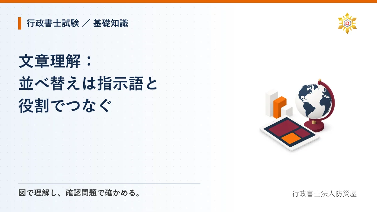 文章理解：並べ替えは指示語と役割でつなぐ｜行政書士試験・基礎知識