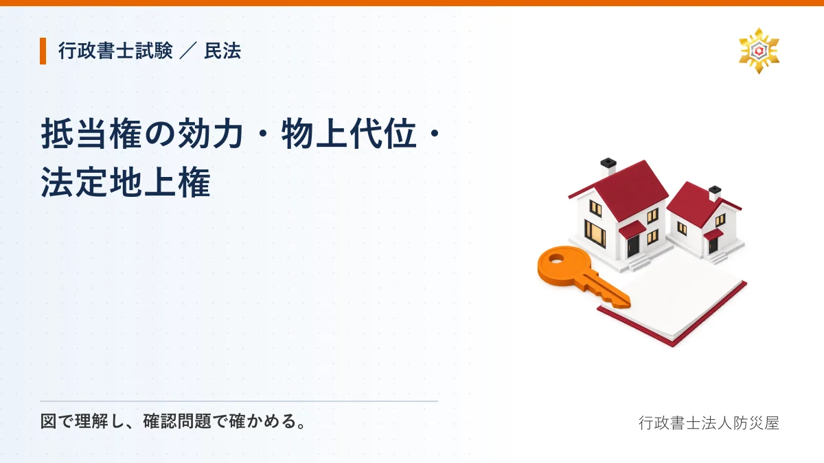 抵当権の効力・物上代位・法定地上権|行政書士試験・民法