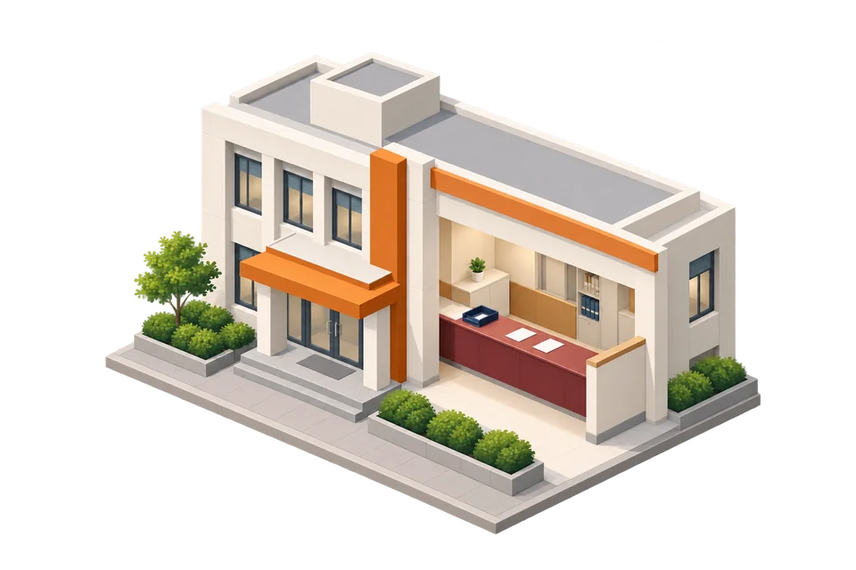 行政窓口を表すアイソメイラスト
